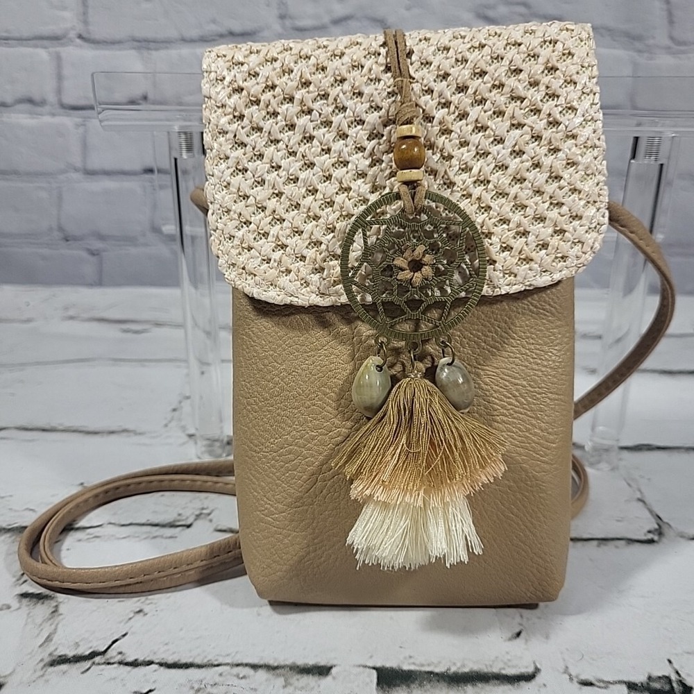 Ale-Hop Crossbody Bag Western Beige Tassels Shells Dreamcatcher‎ Purse